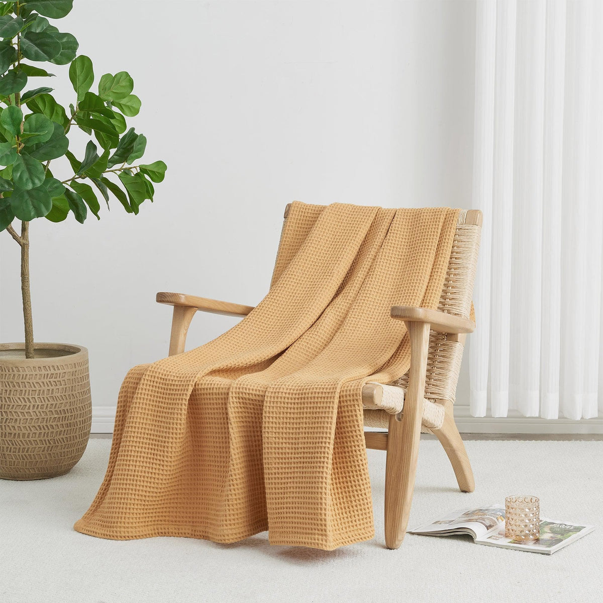 Mikala Collection 100% Cotton Waffle Weave Blanket – view 23