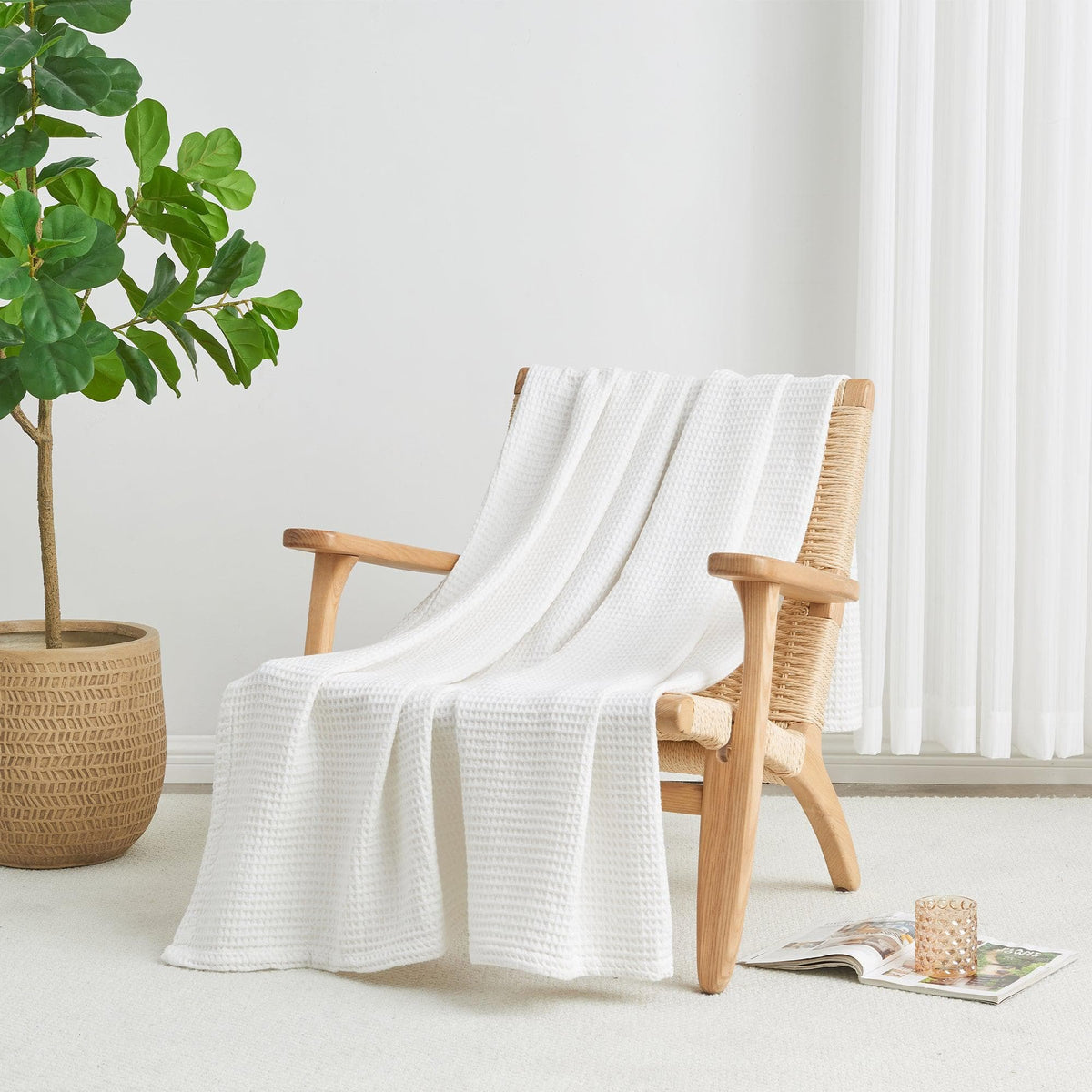 Mikala Collection 100% Cotton Waffle Weave Blanket – view 38