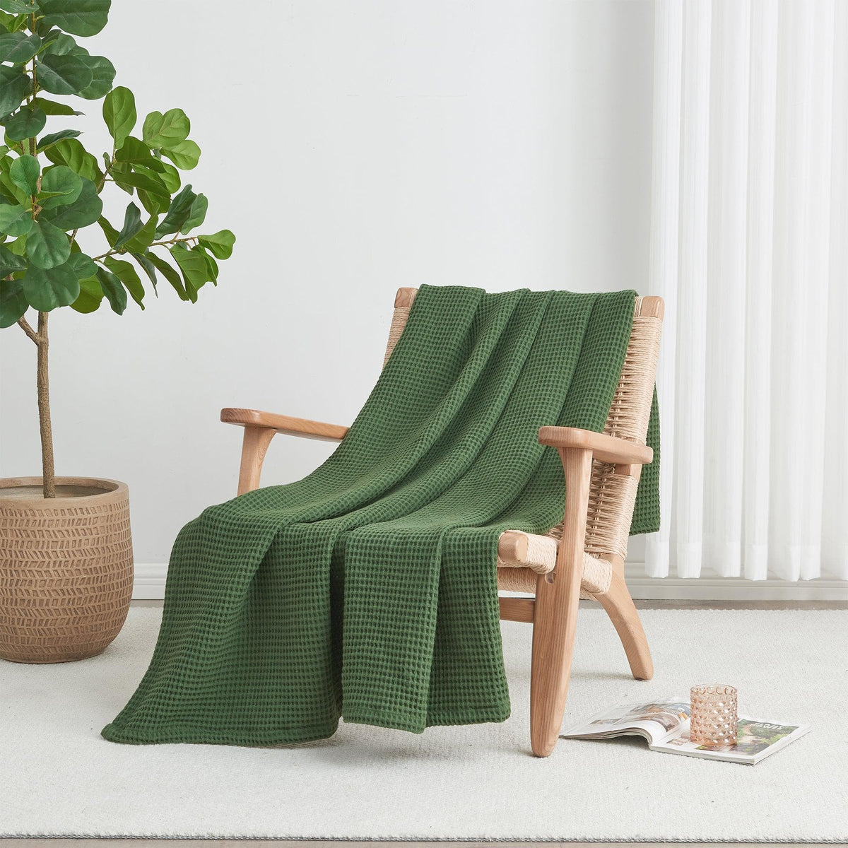 Mikala Collection 100% Cotton Waffle Weave Blanket – view 58