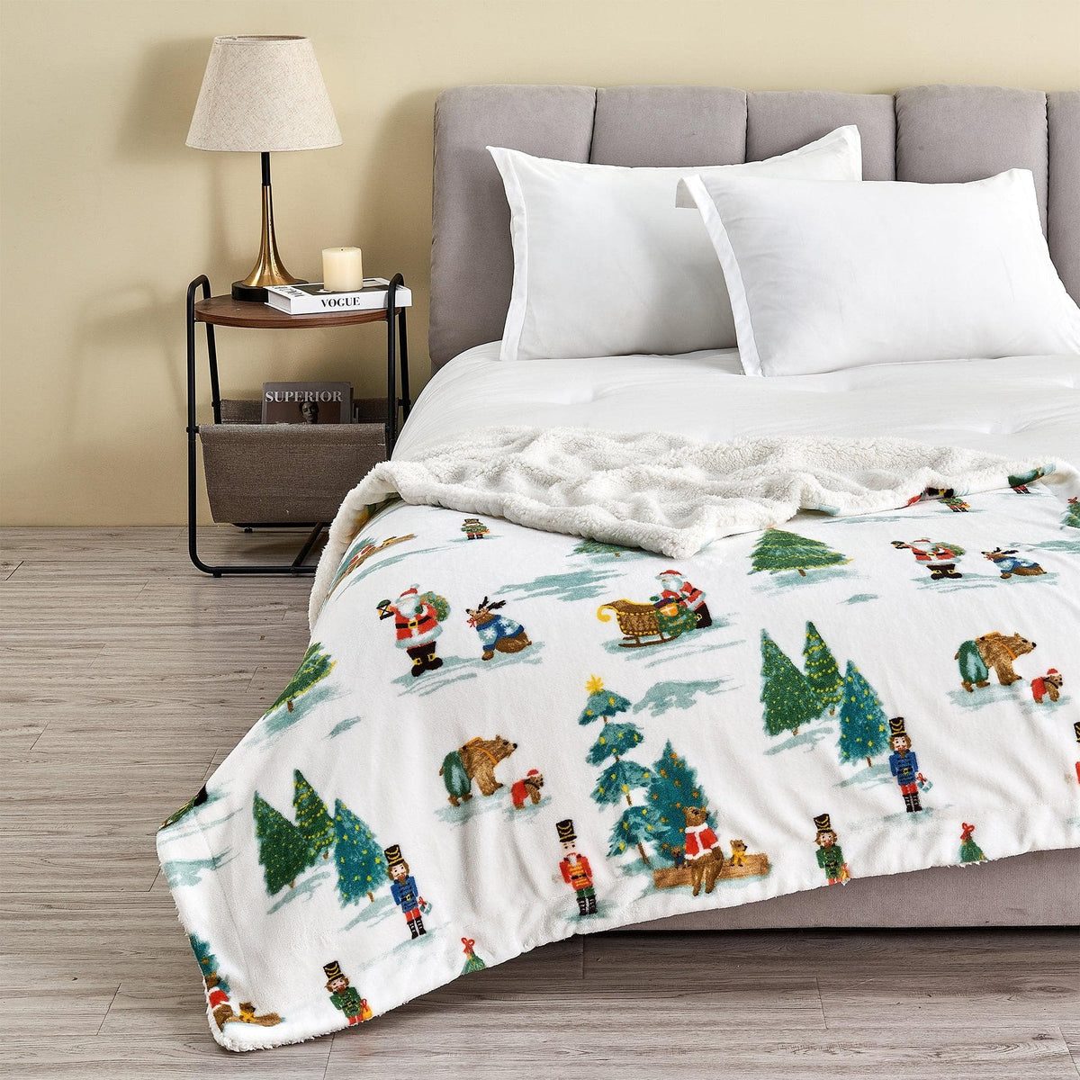 Eve Collection Holiday Velvet Plush Sherpa Throw Blanket, 50 x 60 – view 41
