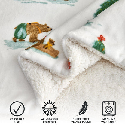 Eve Collection Holiday Velvet Plush Sherpa Throw Blanket, 50 x 60 – view 43