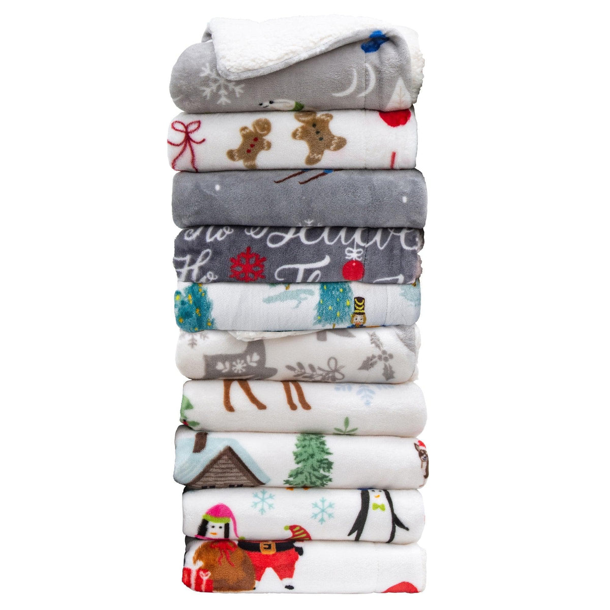 Eve Collection Holiday Velvet Plush Sherpa Throw Blanket, 50 x 60 – view 45