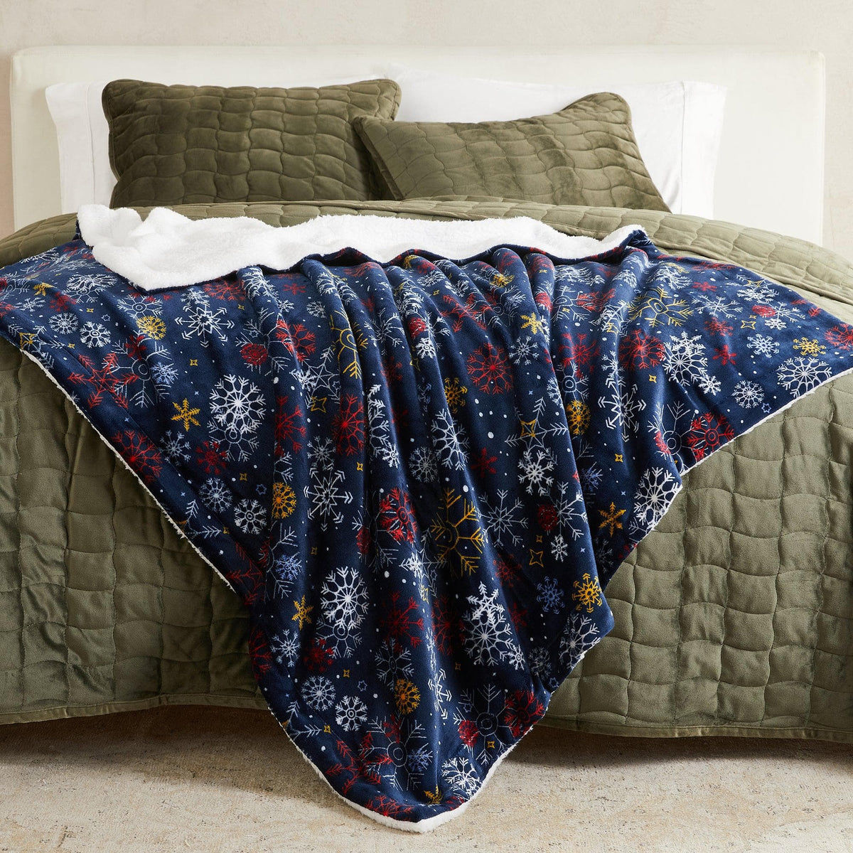 Eve Collection Holiday Velvet Plush Sherpa Throw Blanket, 50 x 60 – view 46