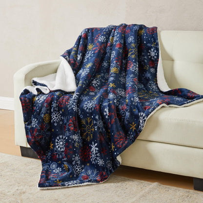 Eve Collection Holiday Velvet Plush Sherpa Throw Blanket, 50 x 60 – view 48