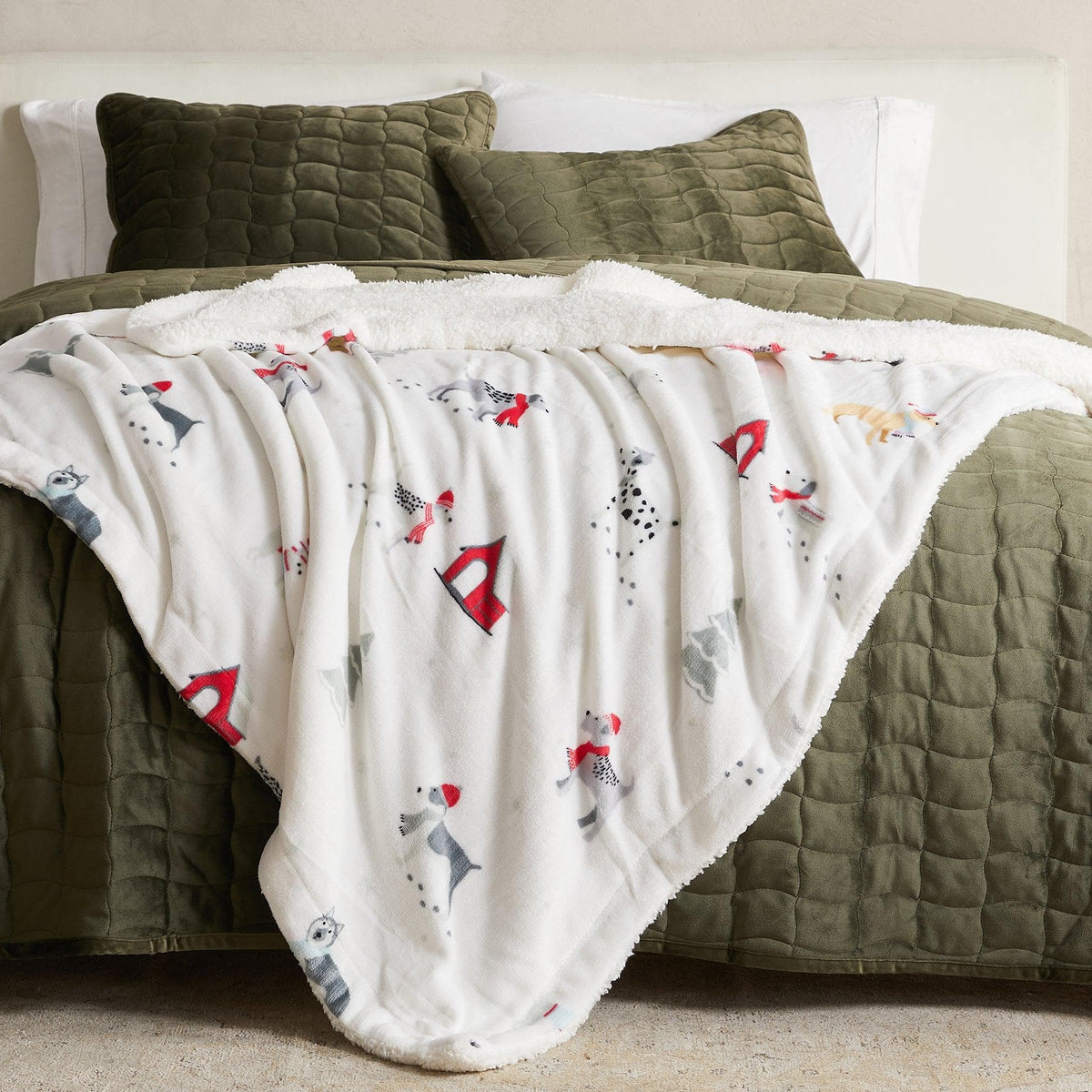 Eve Collection Holiday Velvet Plush Sherpa Throw Blanket, 50 x 60 – view 52