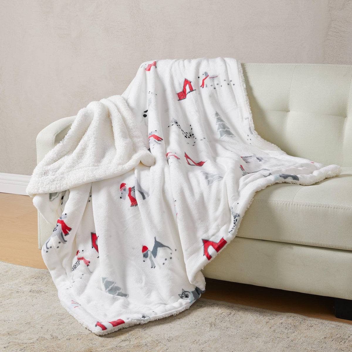 Eve Collection Holiday Velvet Plush Sherpa Throw Blanket, 50 x 60 – view 54