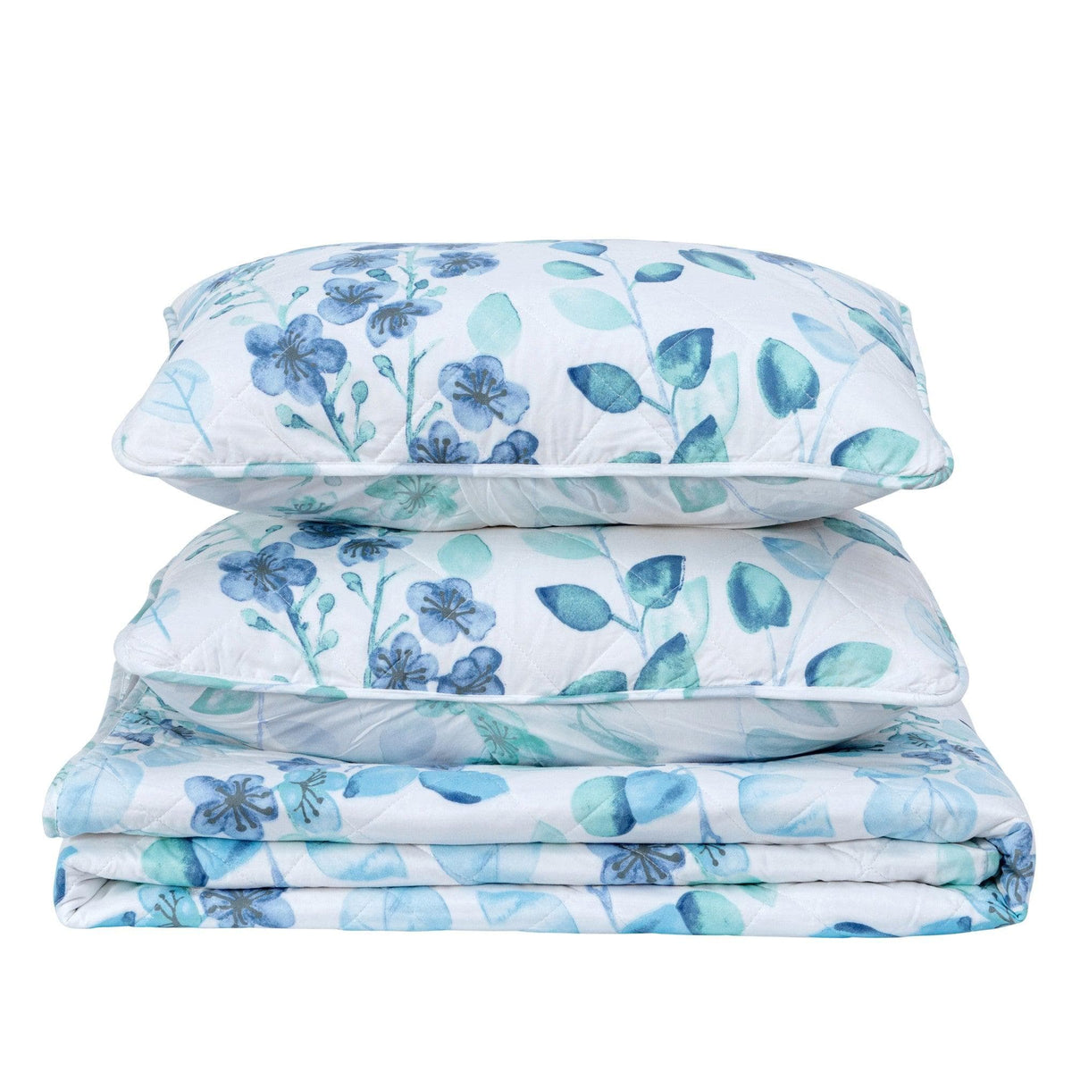 Miranda Watercolor Floral Leaves Quilt Set – Three-Piece – view 4