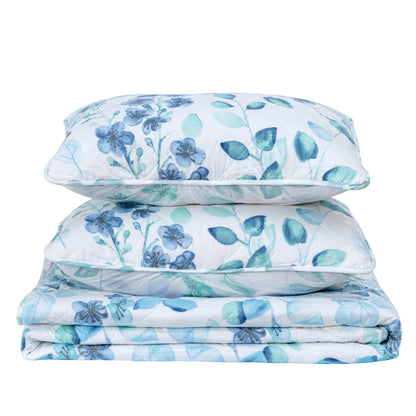 Miranda Watercolor Floral Leaves Quilt Set – Three-Piece – view 4