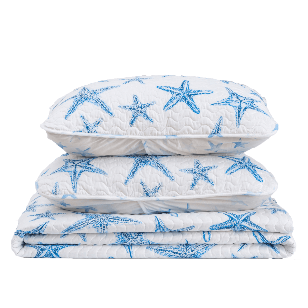 Blue Seashell Coastal Quilt Set with Shams – Trinidad Collection – view 4