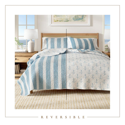 Casco Bay Blue and Taupe Coastal Farmhouse Quilt Set – view 4