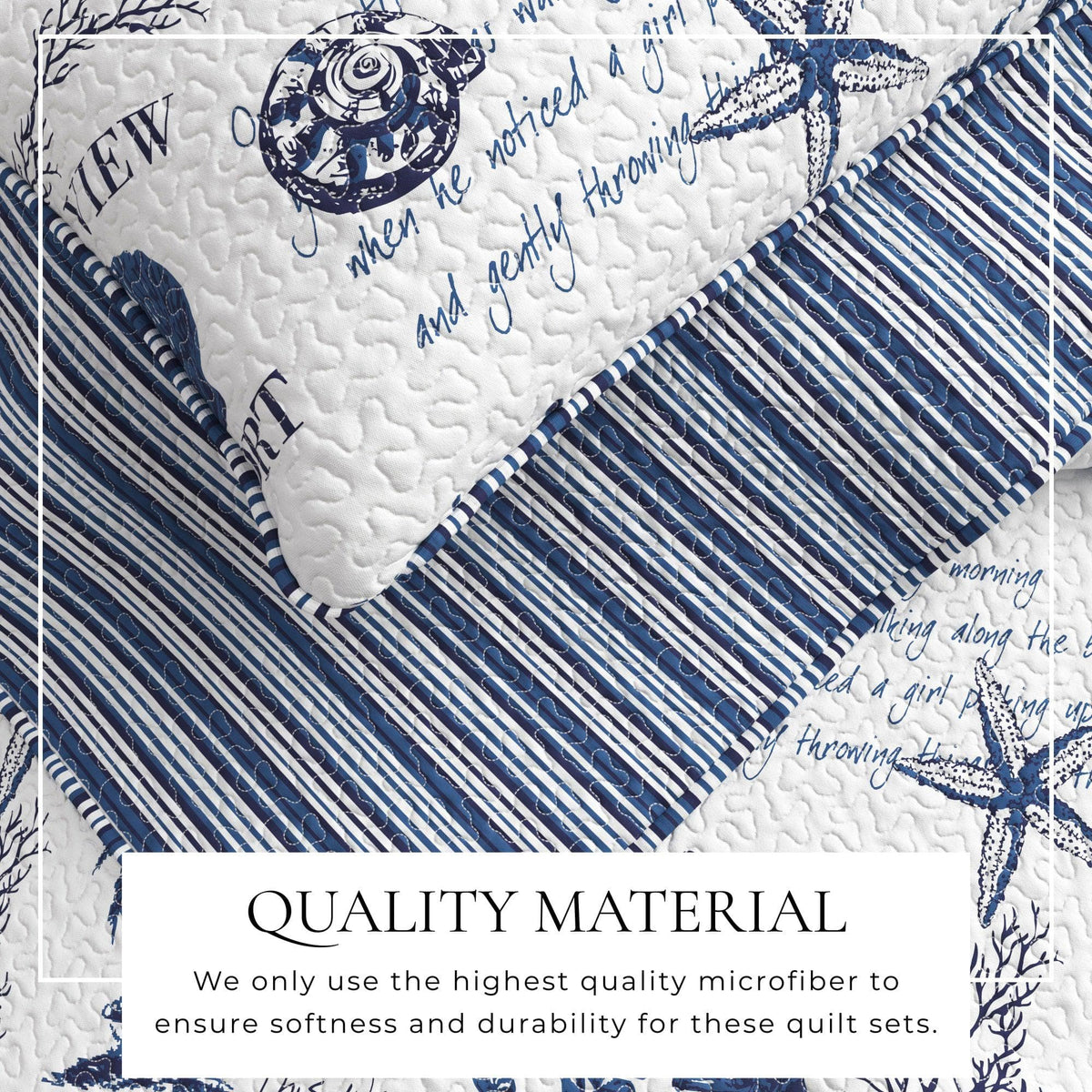 Catalina Navy and White Ocean-Inspired Coastal Quilt Set – view 2
