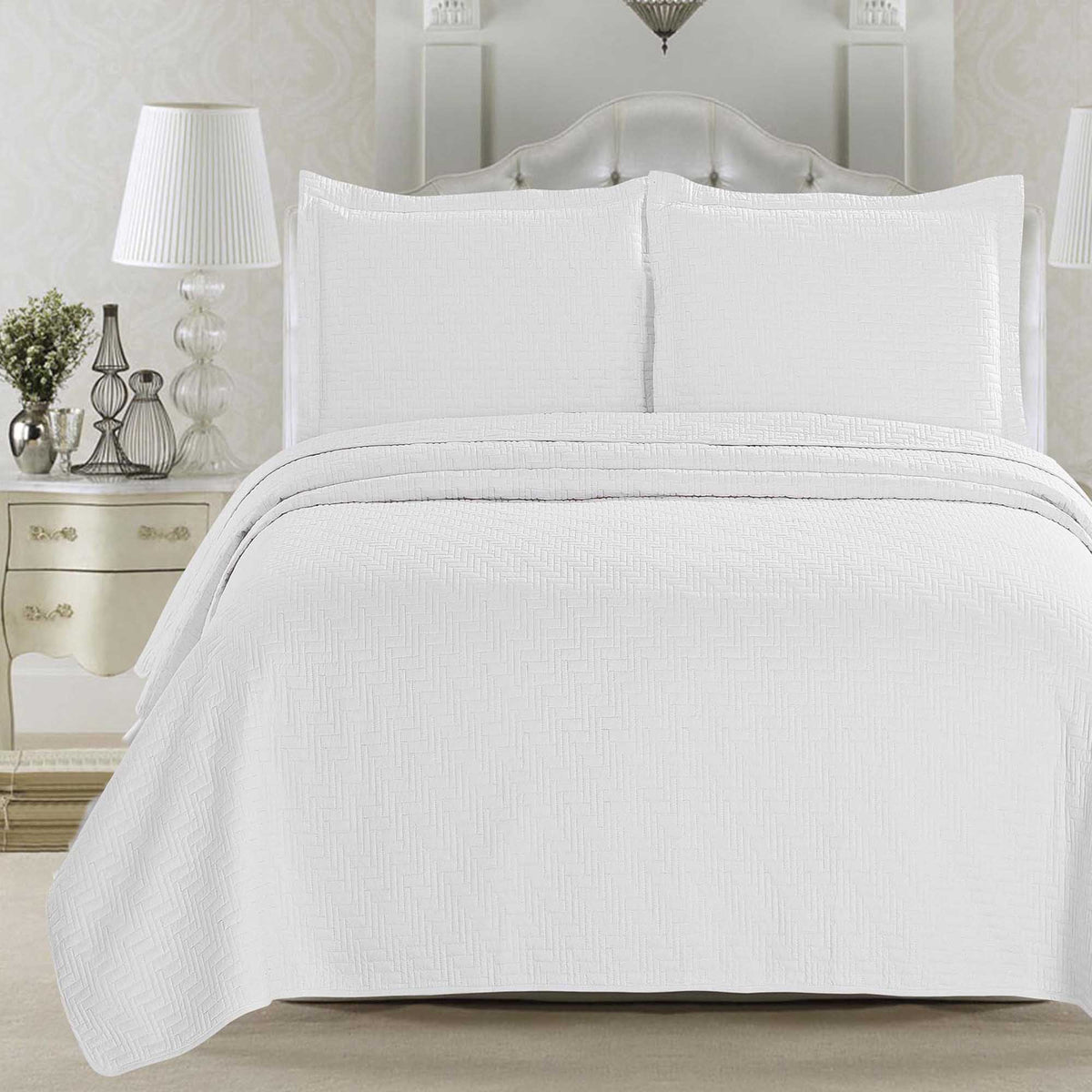 Herringbone Stitched Quilt Set - Louise Collection