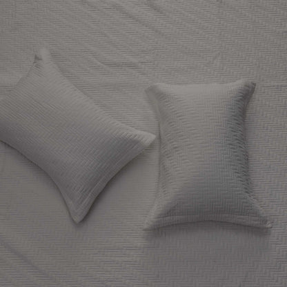 Solid Herringbone Stitched Quilt Set with Shams – Louise Collection – view 10