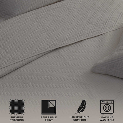 Solid Herringbone Stitched Quilt Set with Shams – Louise Collection – view 8