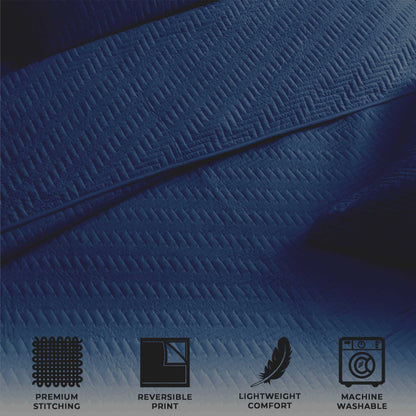 Solid Herringbone Stitched Quilt Set with Shams – Louise Collection – view 13