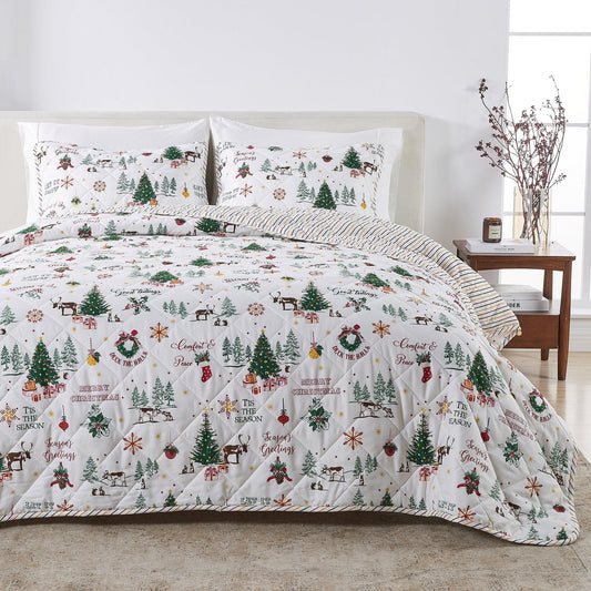 Colorful Holiday Quilt Set for Seasonal Comfort