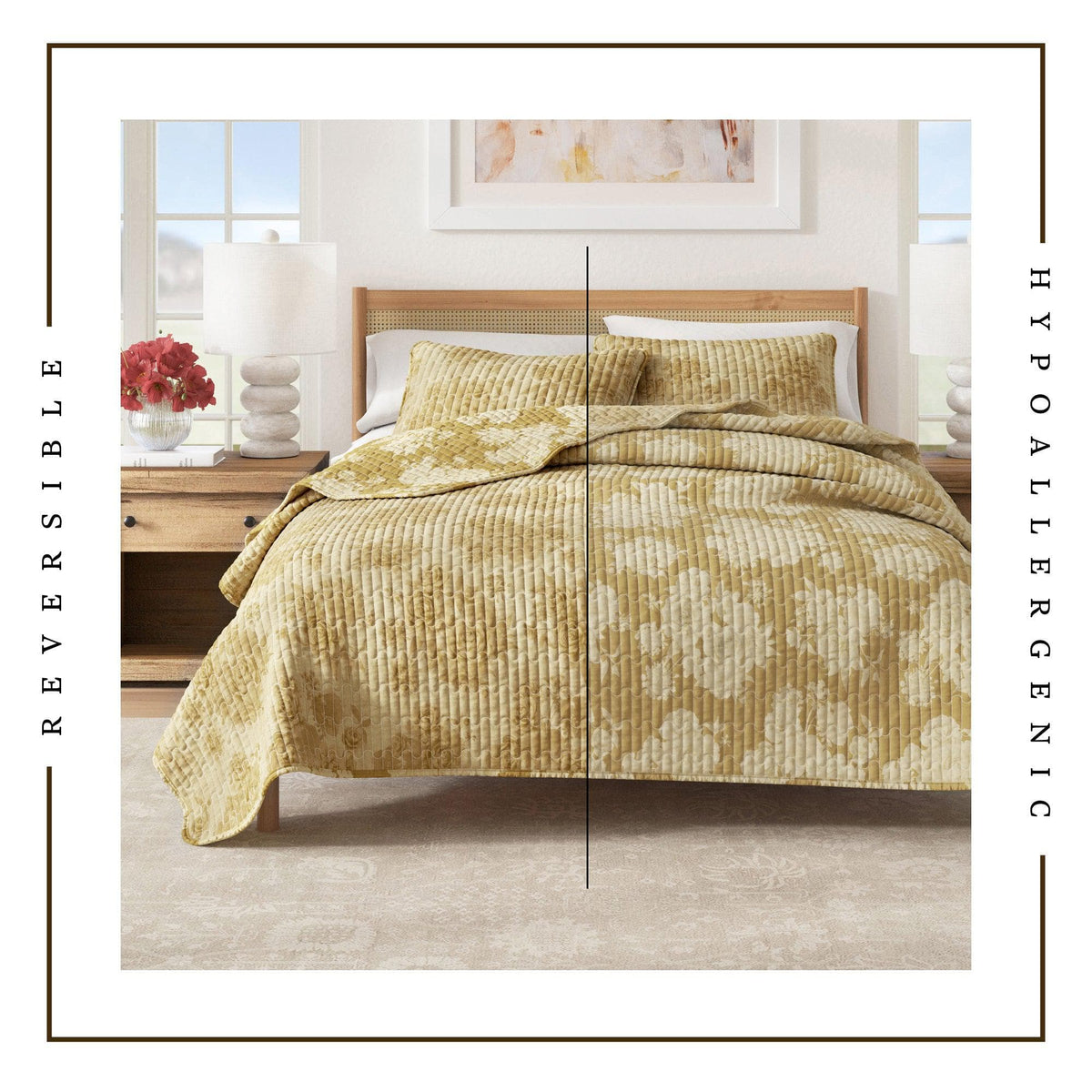 Vintage Floral Printed Cotton Quilt and Sham Set – Corin Collection – view 13