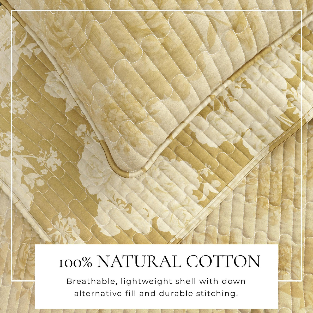 Vintage Floral Printed Cotton Quilt and Sham Set – Corin Collection – view 12