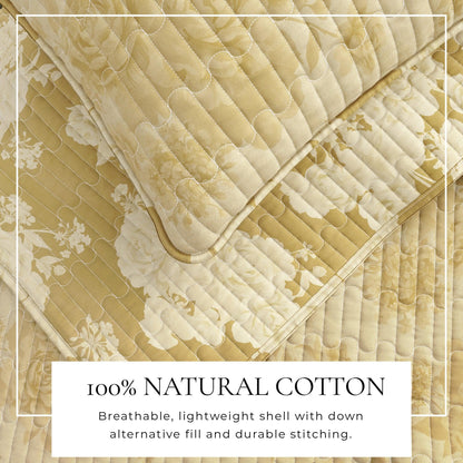 Vintage Floral Printed Cotton Quilt and Sham Set – Corin Collection – view 12