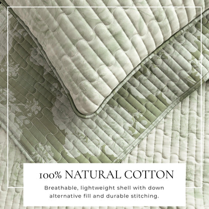 Vintage Floral Printed Cotton Quilt and Sham Set – Corin Collection – view 7