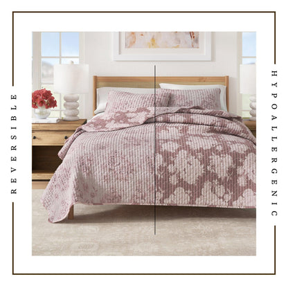 Vintage Floral Printed Cotton Quilt and Sham Set – Corin Collection – view 3