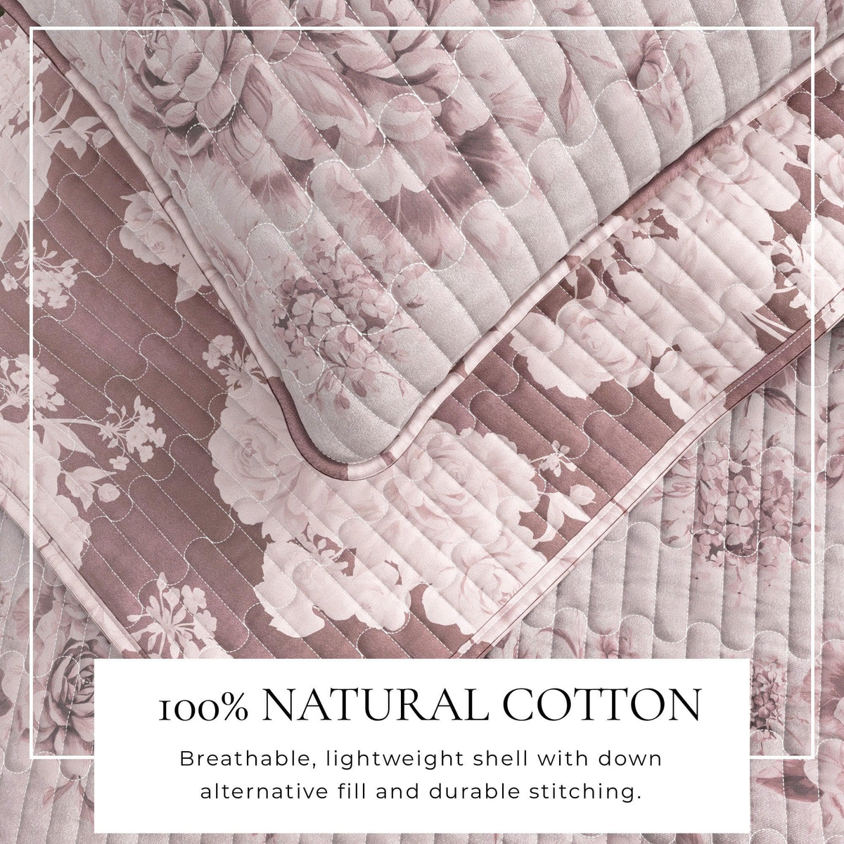 Vintage Floral Printed Cotton Quilt and Sham Set – Corin Collection – view 2