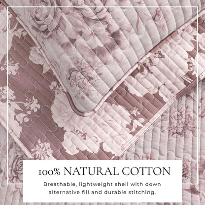 Vintage Floral Printed Cotton Quilt and Sham Set – Corin Collection – view 2