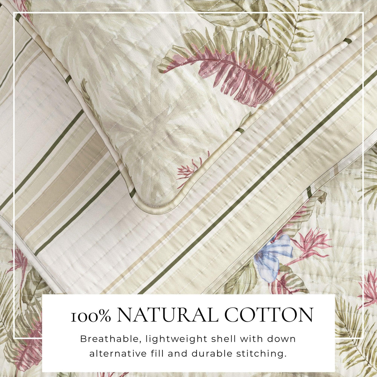 Palm Leaf and Bloom Printed Cotton Quilt Set – Mendocino Collection – view 8