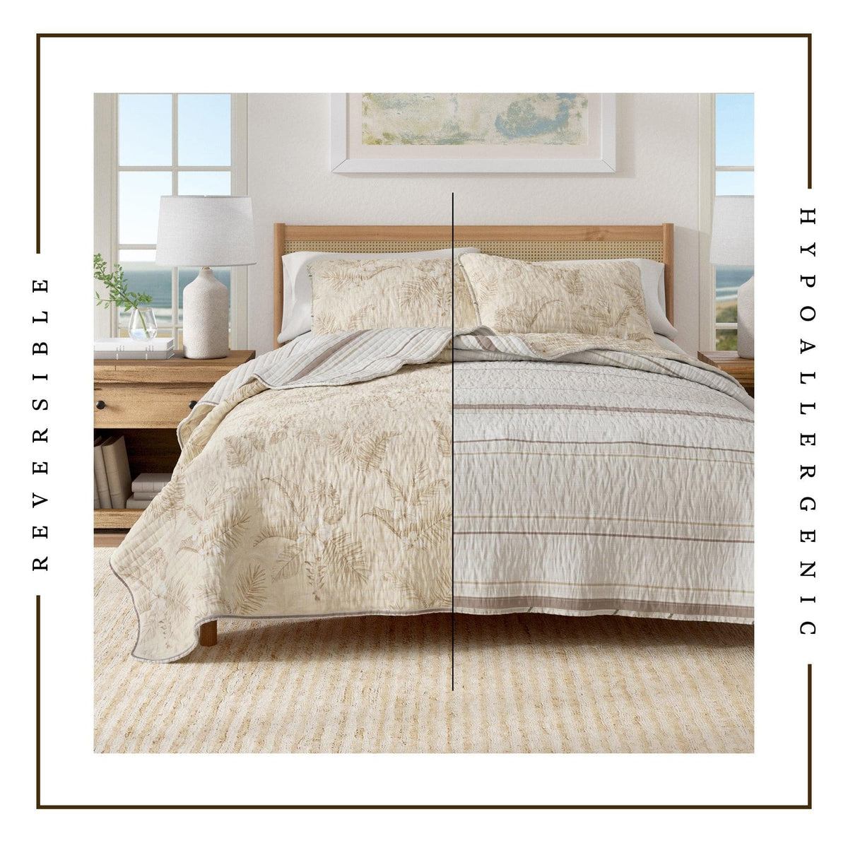 Palm Leaf and Bloom Printed Cotton Quilt Set – Mendocino Collection – view 3