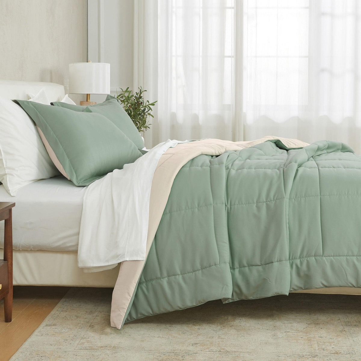 Reversible Brushed Microfiber Comforter Set – Odette Collection – view 45