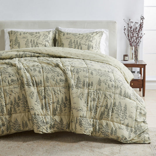 Brushed Microfiber Reversible Comforter and Sham Set