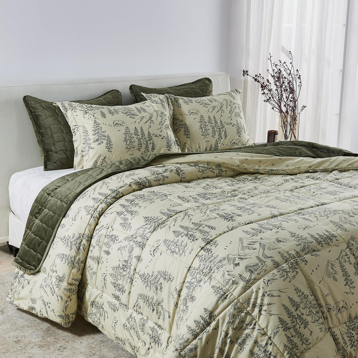 Reversible Holiday and Lodge Comforter and Sham Set – Odette Collection – view 6