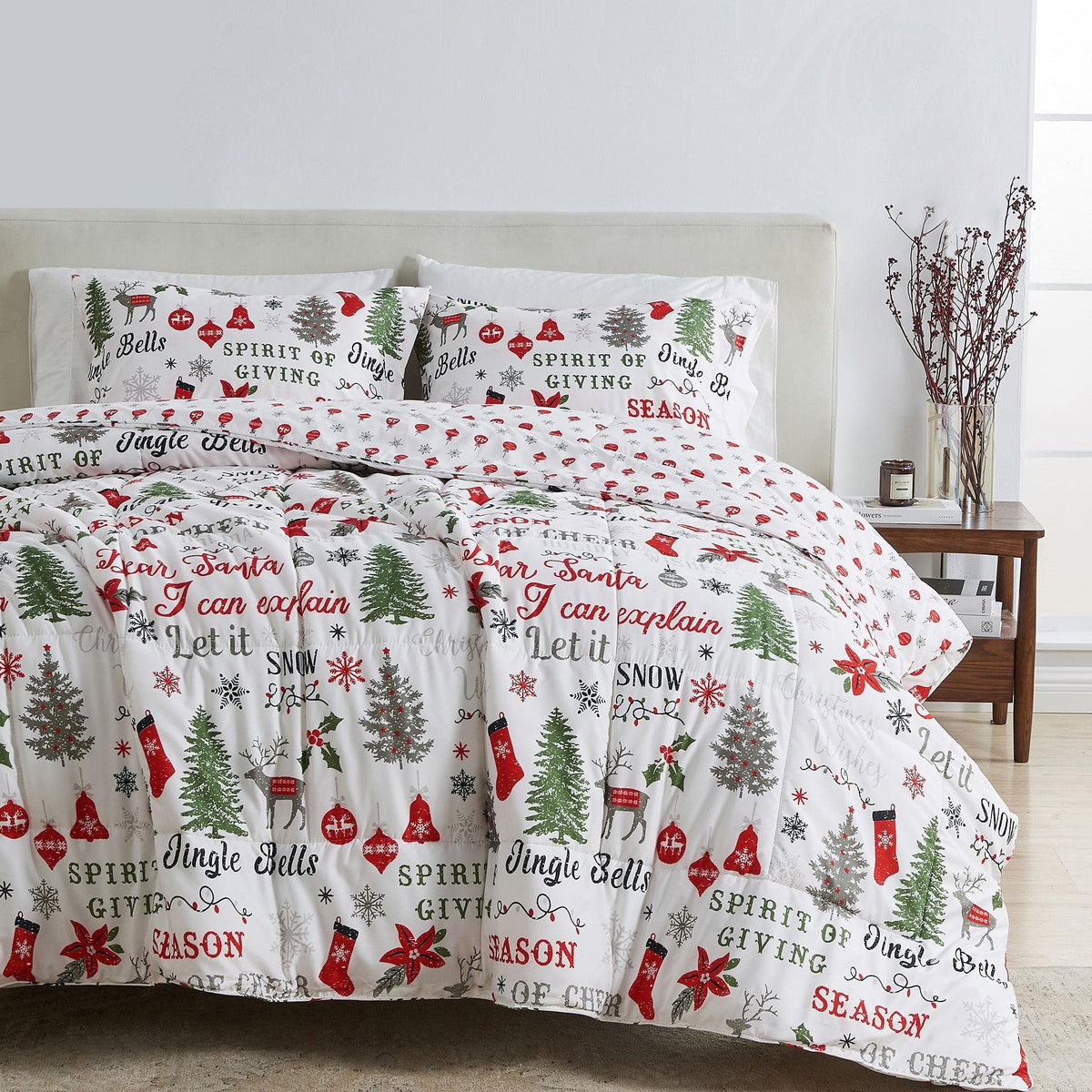 Reversible Holiday and Lodge Comforter and Sham Set – Odette Collection – view 7