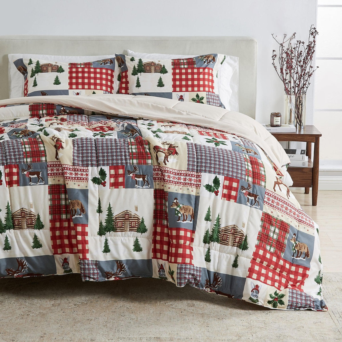 Reversible Holiday and Lodge Comforter and Sham Set – Odette Collection – view 13