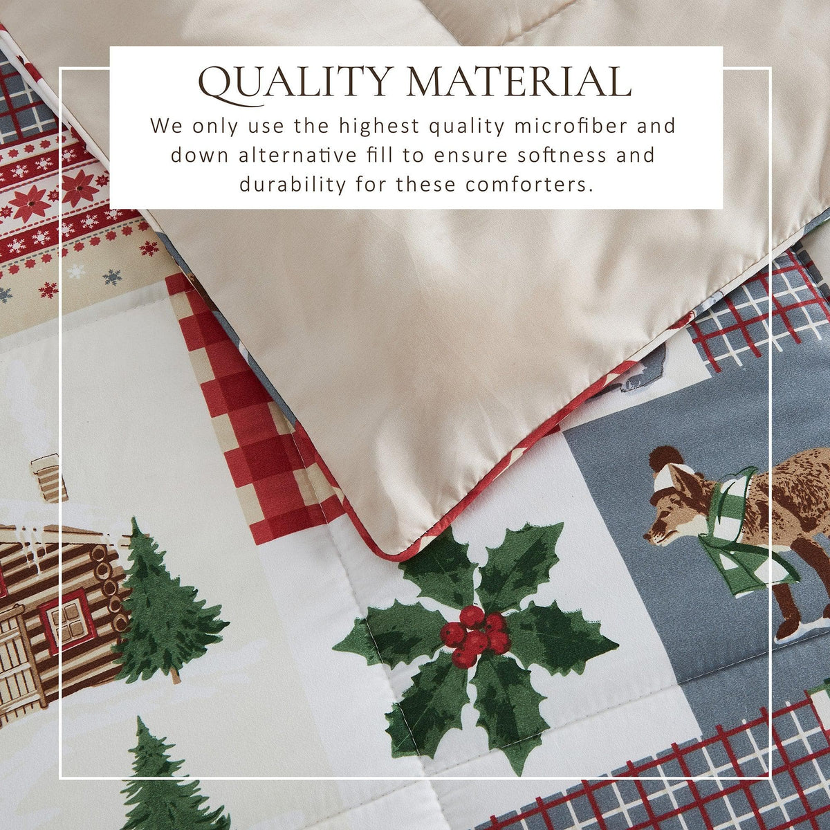 Reversible Holiday and Lodge Comforter and Sham Set – Odette Collection – view 14