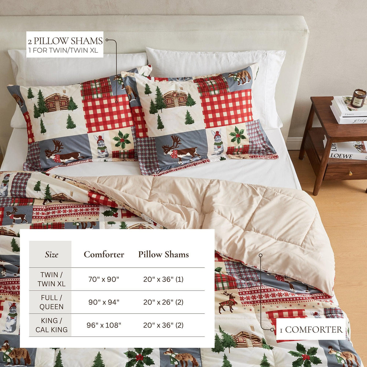 Reversible Holiday and Lodge Comforter and Sham Set – Odette Collection – view 17