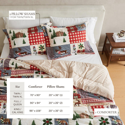 Reversible Holiday and Lodge Comforter and Sham Set – Odette Collection – view 17