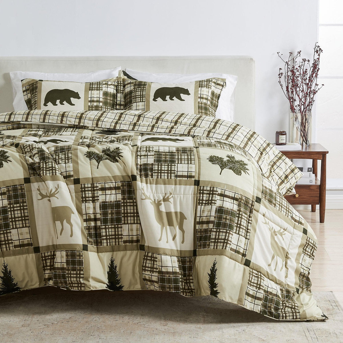 Reversible Holiday and Lodge Comforter and Sham Set – Odette Collection – view 37