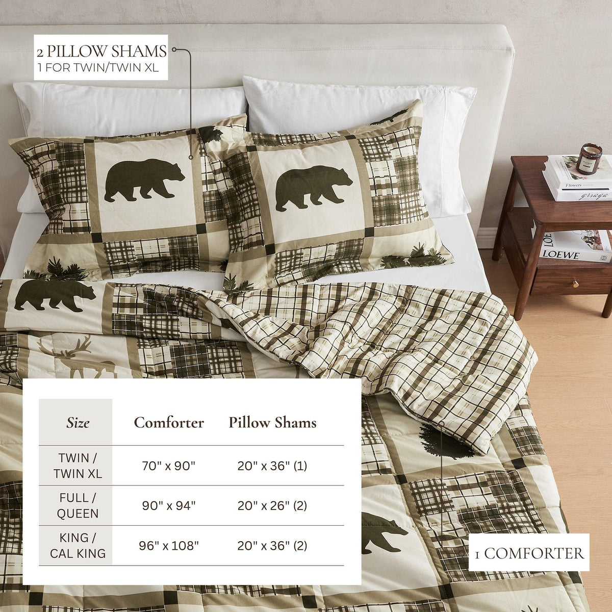 Reversible Holiday and Lodge Comforter and Sham Set – Odette Collection – view 41