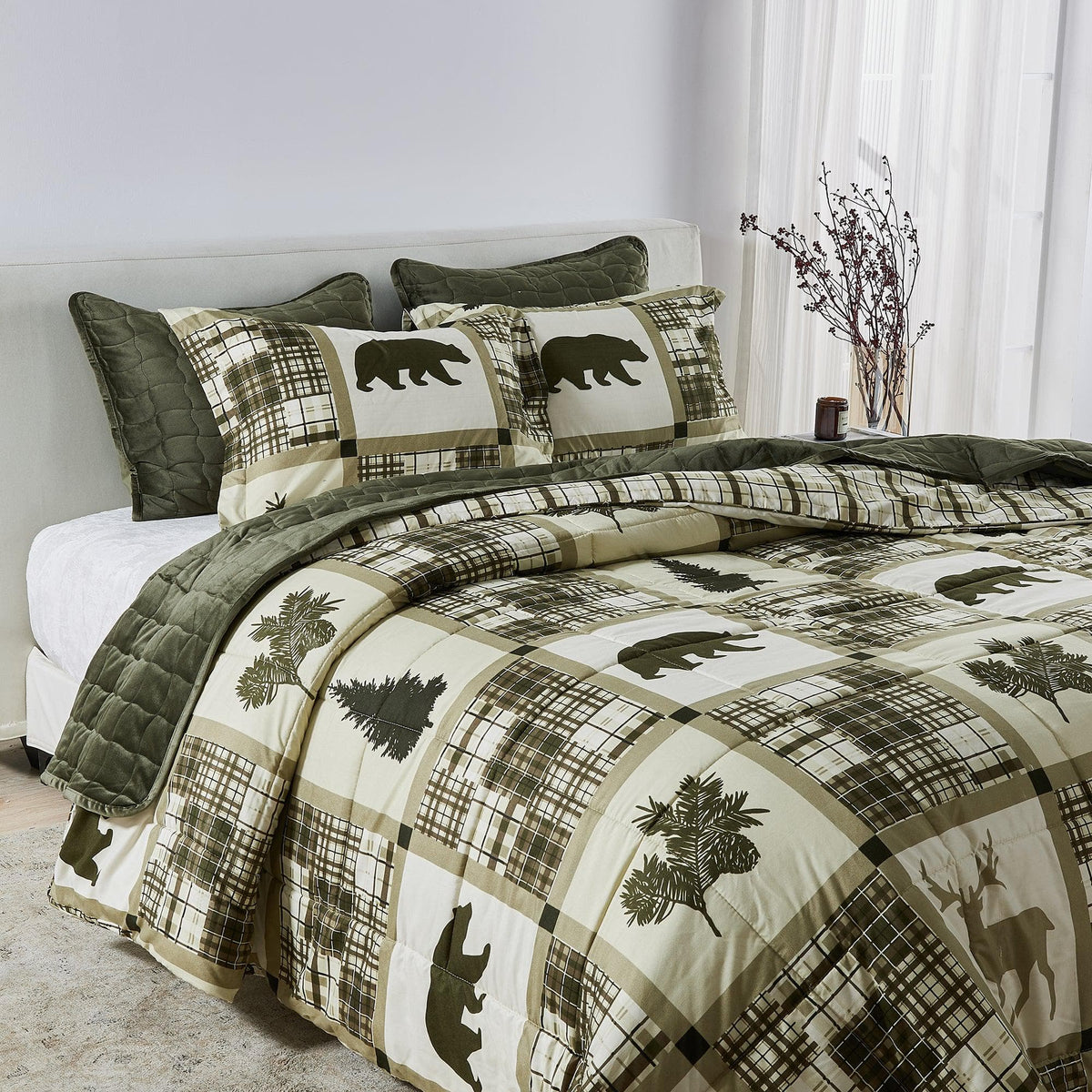 Reversible Holiday and Lodge Comforter and Sham Set – Odette Collection – view 42