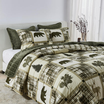 Reversible Holiday and Lodge Comforter and Sham Set – Odette Collection – view 42