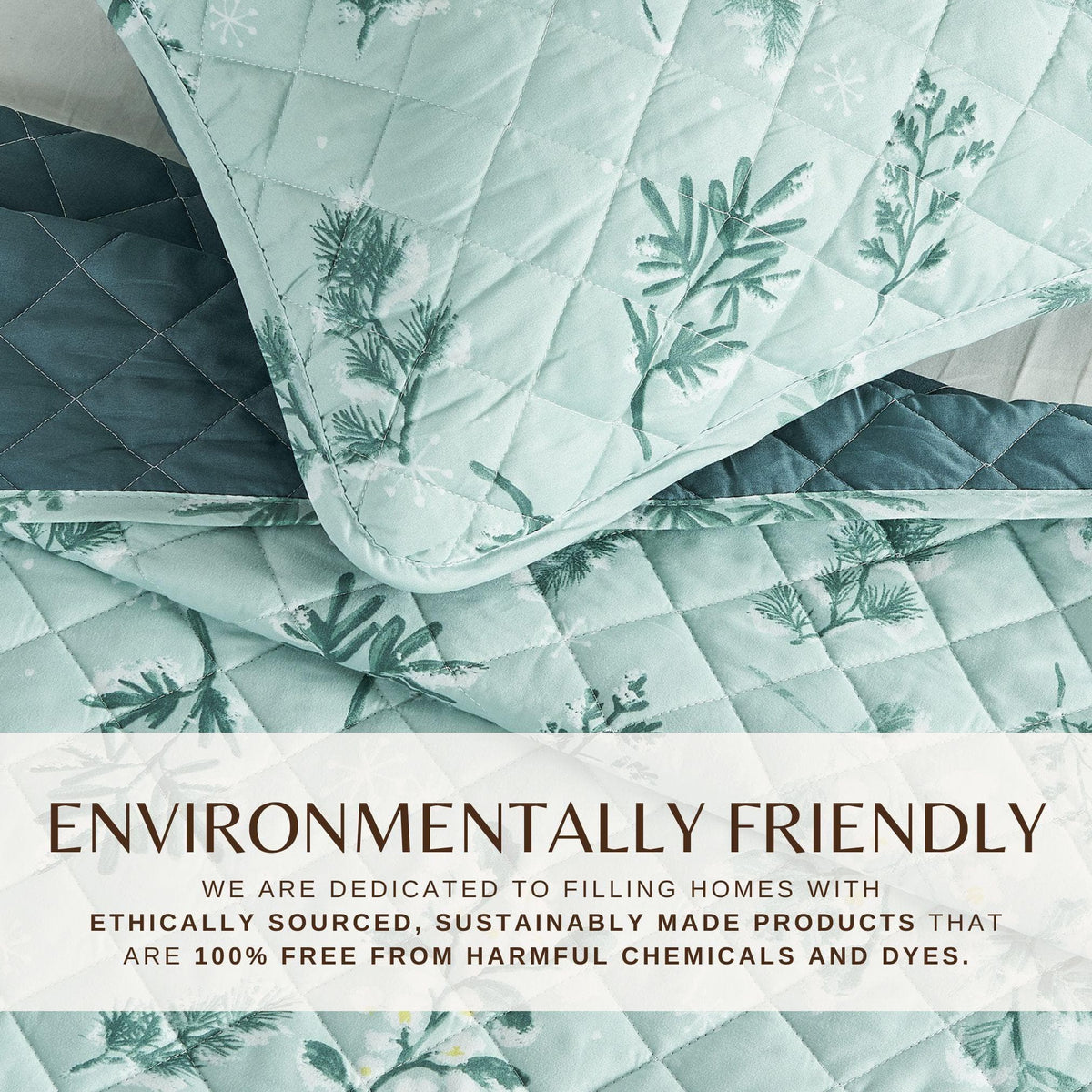 Snowy Botanical Winter Branch Reversible Quilt Set – Mariela Collection – view 5