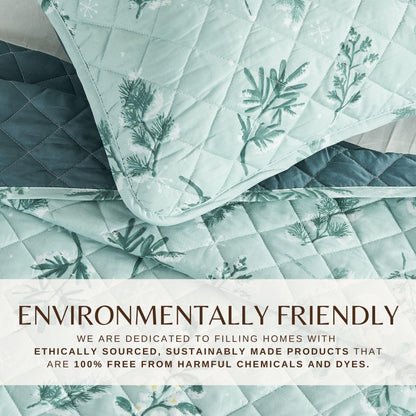 Snowy Botanical Winter Branch Reversible Quilt Set – Mariela Collection – view 5