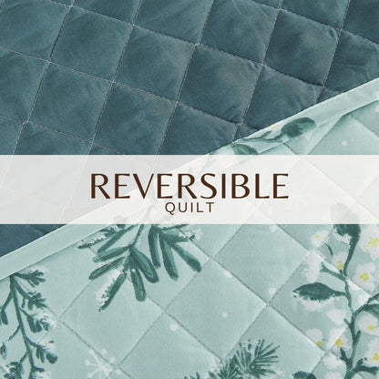 Snowy Botanical Winter Branch Reversible Quilt Set – Mariela Collection – view 4