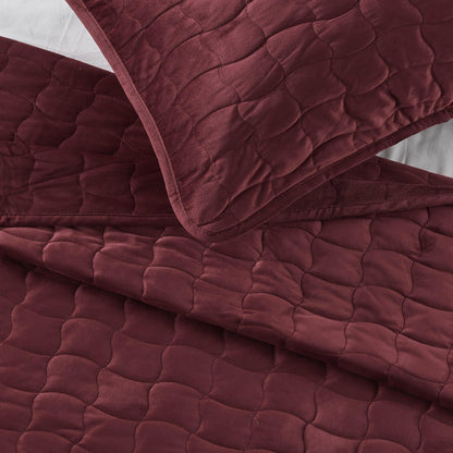 Velvet Box-Stitched Quilt Set with Shams – Vivica Collection – view 47