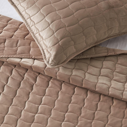 Velvet Box-Stitched Quilt Set with Shams – Vivica Collection – view 41