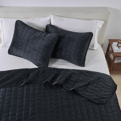 Velvet Box-Stitched Quilt Set with Shams – Vivica Collection – view 8