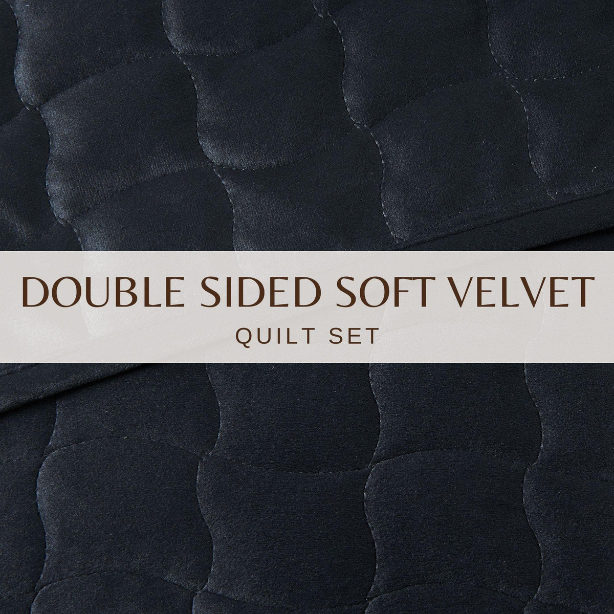 Velvet Box-Stitched Quilt Set with Shams – Vivica Collection – view 10