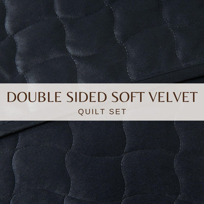 Velvet Box-Stitched Quilt Set with Shams – Vivica Collection – view 10