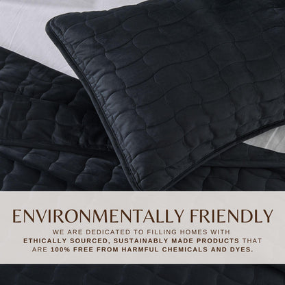 Velvet Box-Stitched Quilt Set with Shams – Vivica Collection – view 11